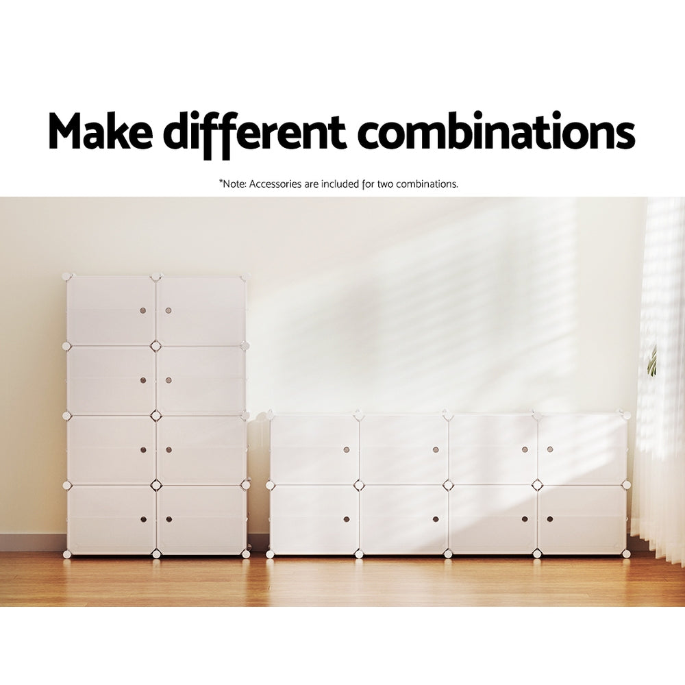 Artiss Shoe Box DIY Set of 8 Storage Cube Stackable White-6