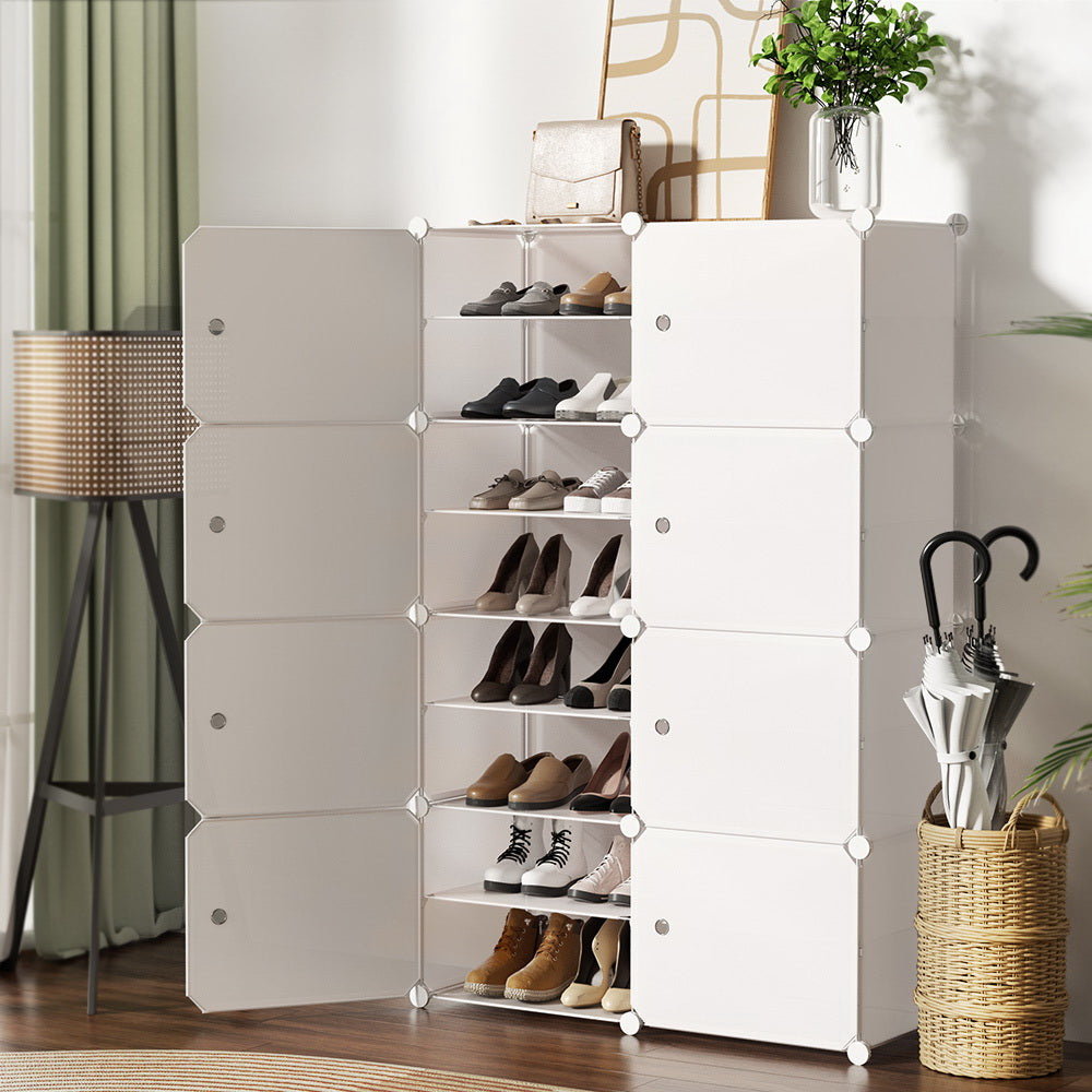 Artiss Shoe Box DIY Set of 8 Storage Cube Stackable White-7