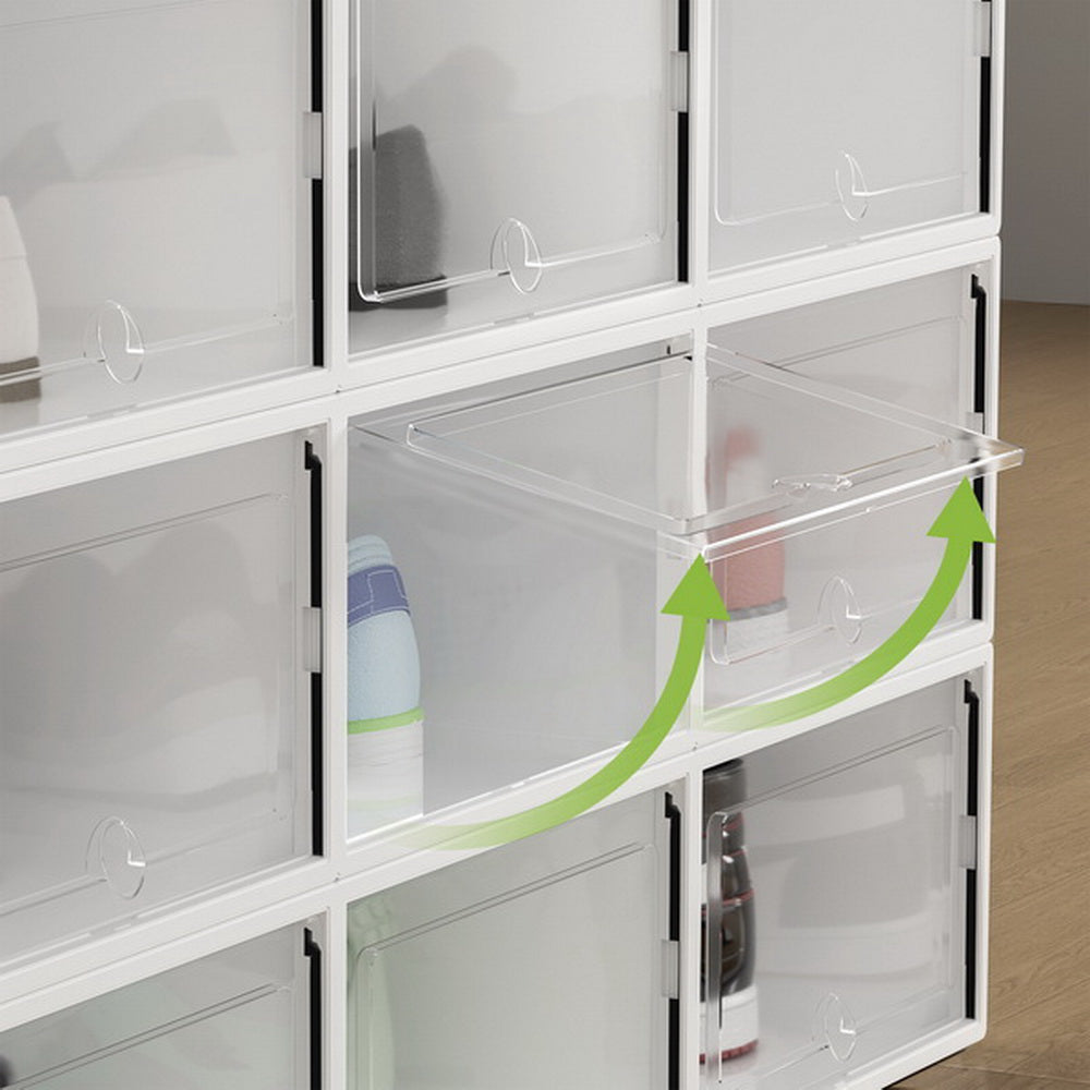 Artiss Shoe Box Rack DIY Set of 12 Stackable White Abel-4