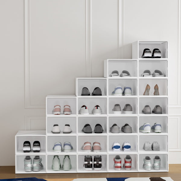 Artiss Shoe Box Rack DIY Set of 24 Stackable White Abel – Oz Goods Depot