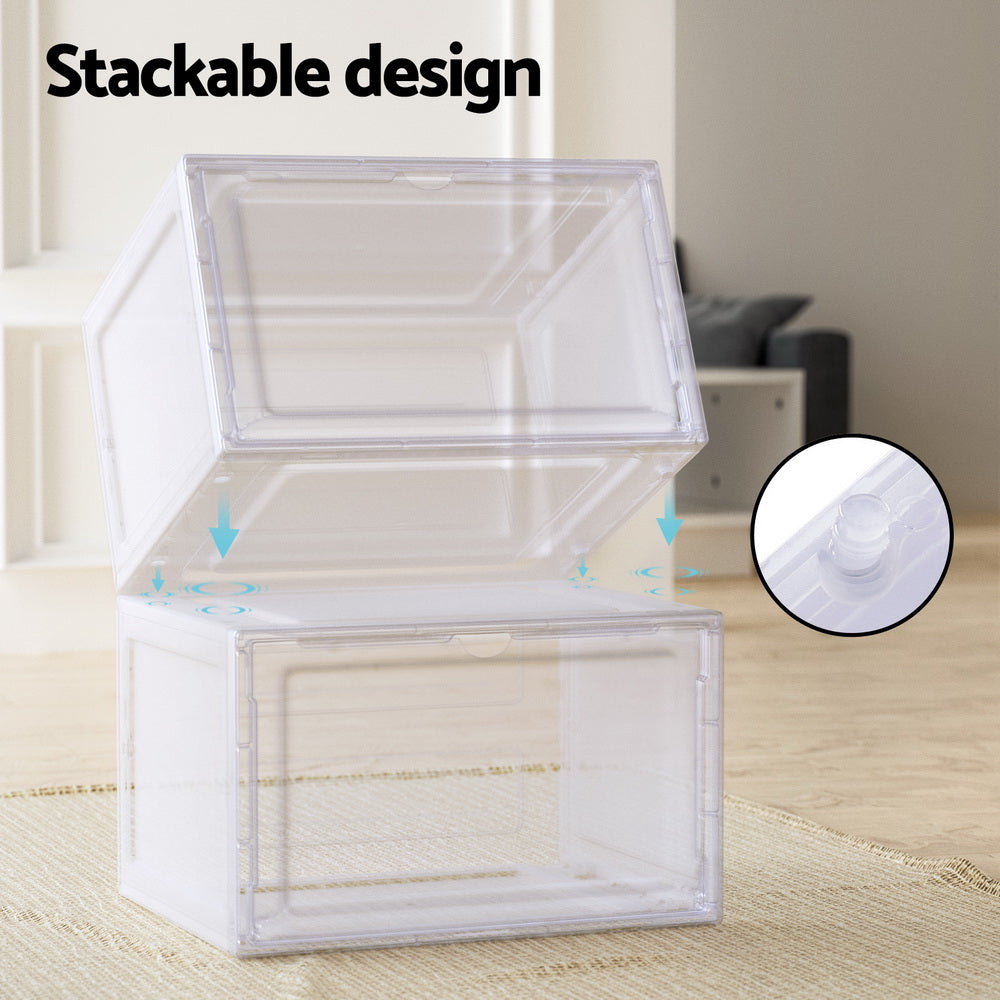 Artiss Shoe Box Rack DIY Set of 2 Stackable Magnetic Door-2