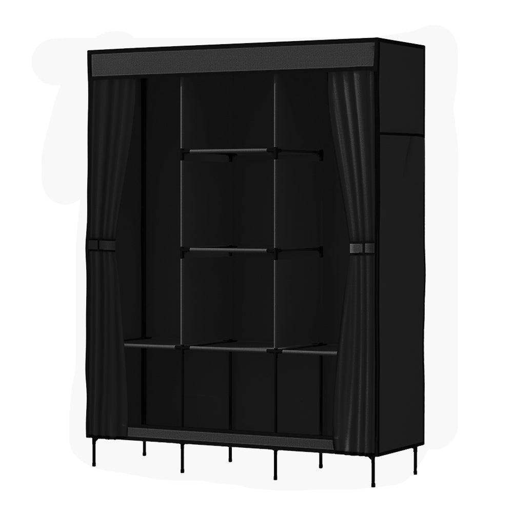 Artiss Large Portable Clothes Closet Wardrobe with Shelf Black-0