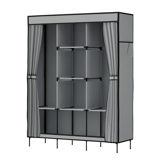 Artiss Large Portable Clothes Closet Wardrobe with Shelf Grey-0