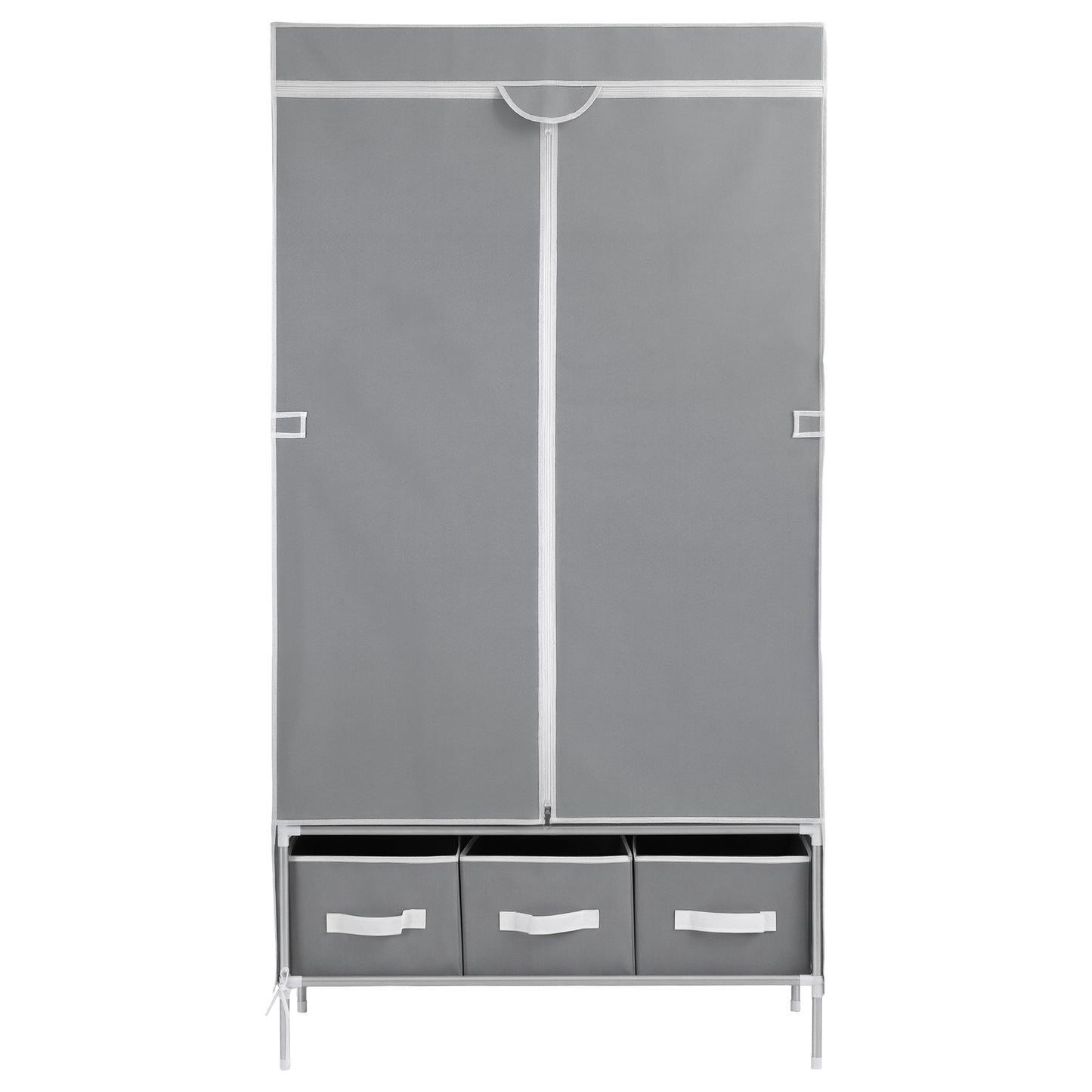 Artiss Large Portable Clothes Closet Wardrobe with Tiebacks Grey