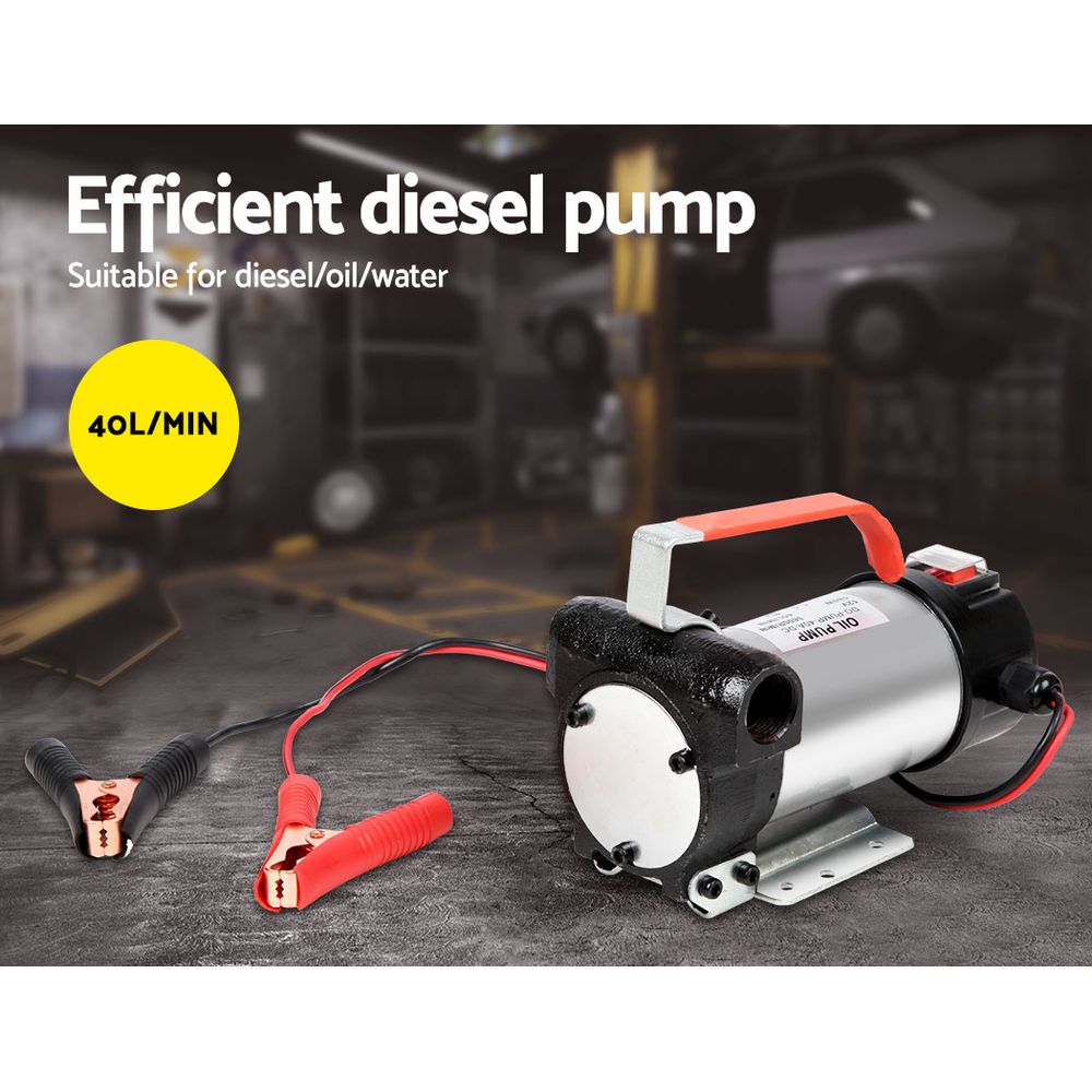 Giantz 12V Diesel Transfer Pump Extractor Oil Fuel Electric Bowser Auto Display-2