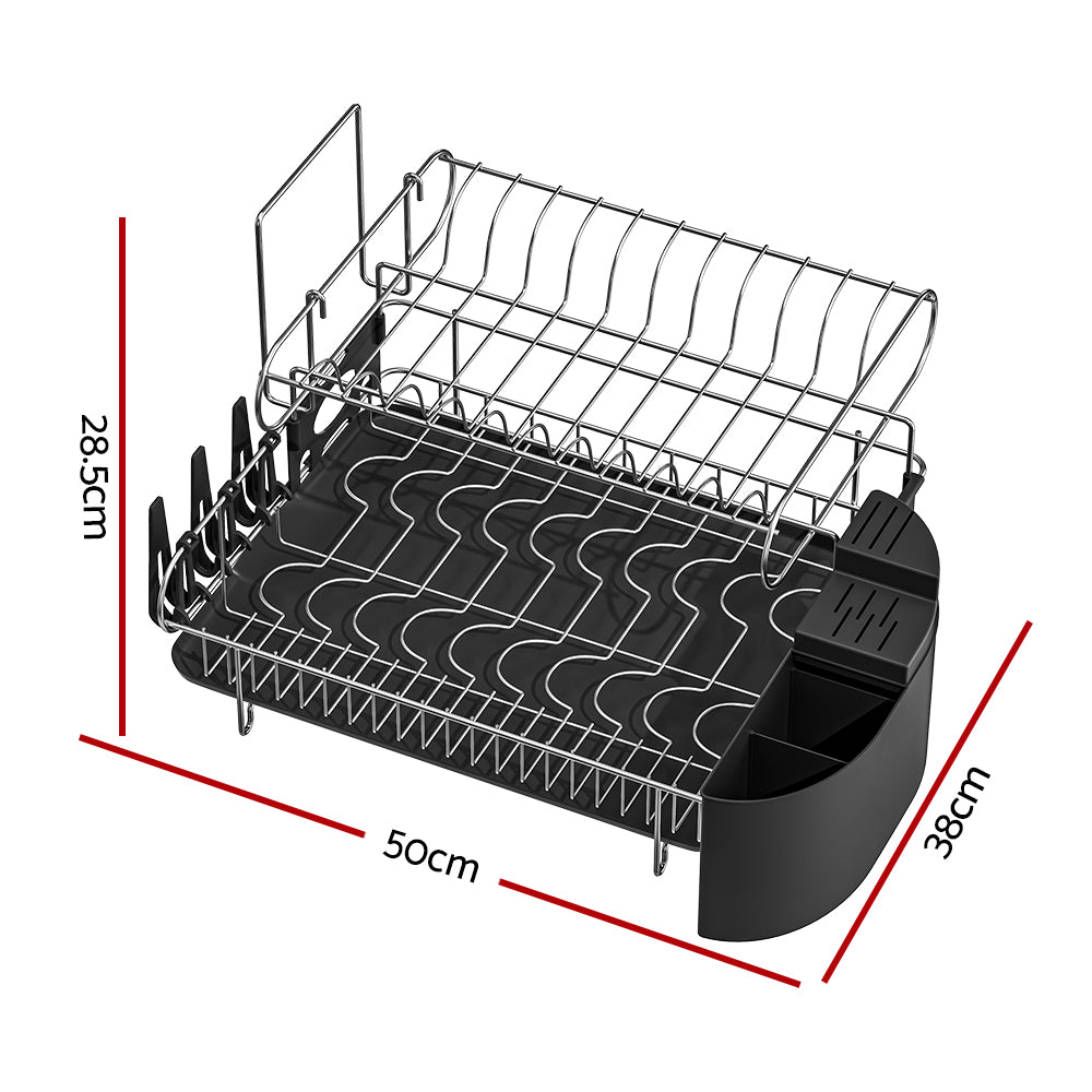 Cefito Dish Rack Drying Drainer Cup Holder Cutlery Tray Kitchen Organiser 2-Tier-1