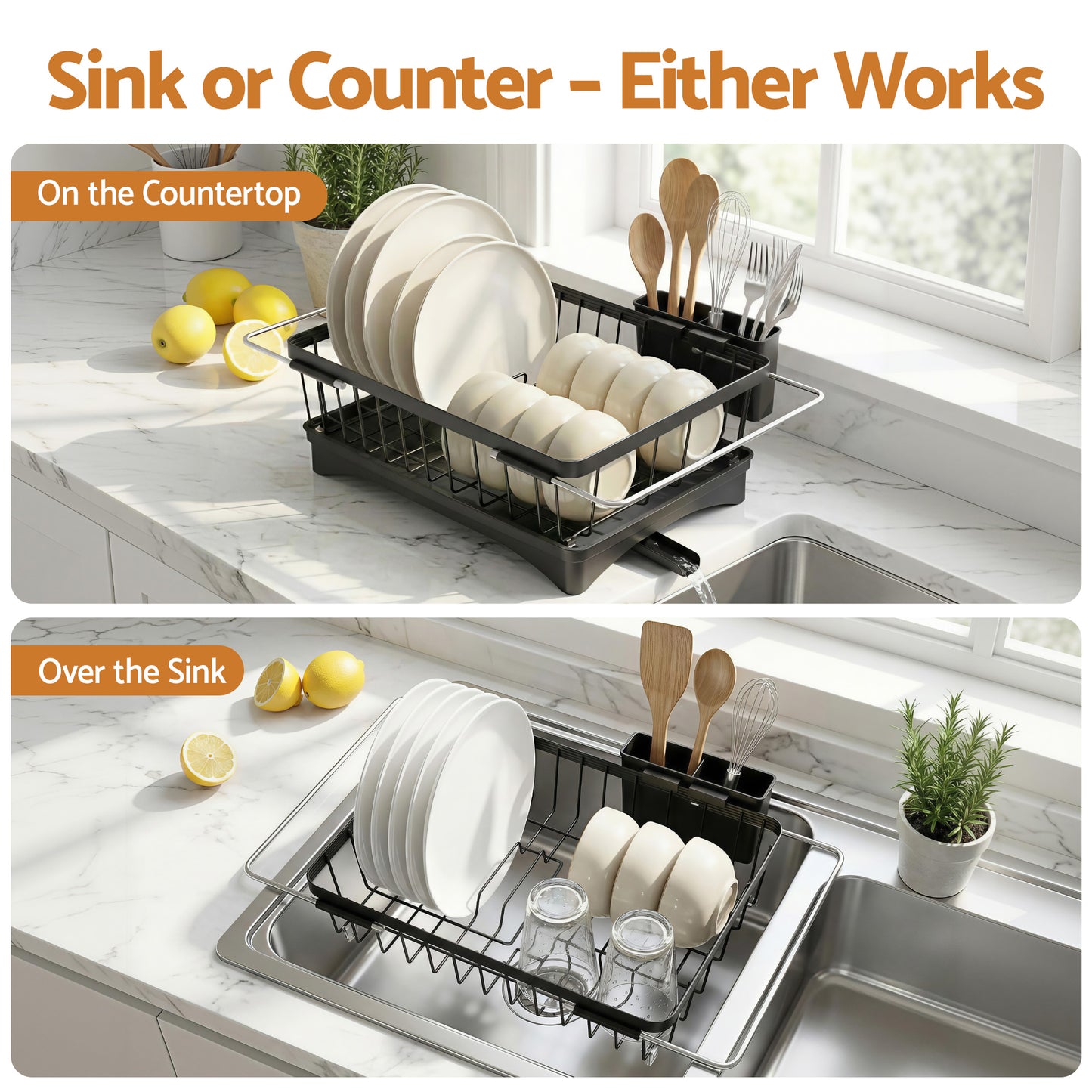 Cefito Dish Drying Rack for Kitchen Storage Organisation Kitchen Sink Organiser Dish Drainer