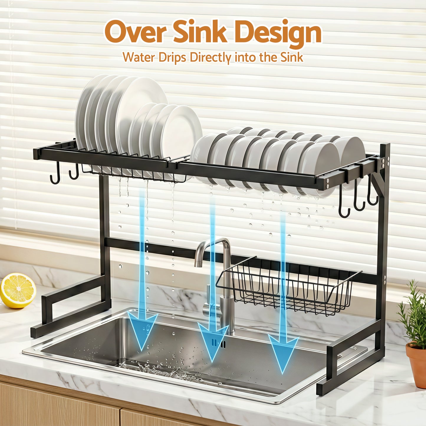 Cefito Dish Drying Rack for Kitchen Storage Organisation Kitchen Sink Organiser Dish Drainer