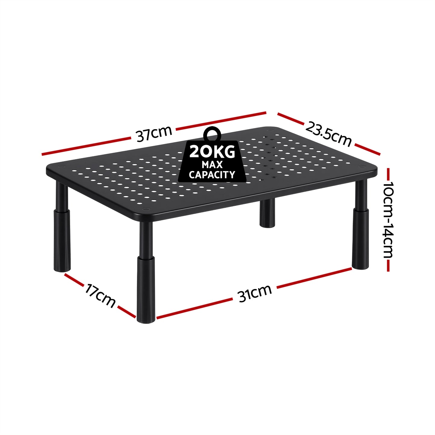 Artiss Monitor Stand Adjustable Riser For Computer Monitor And Laptop 3 Height Desk Organizer Black-1