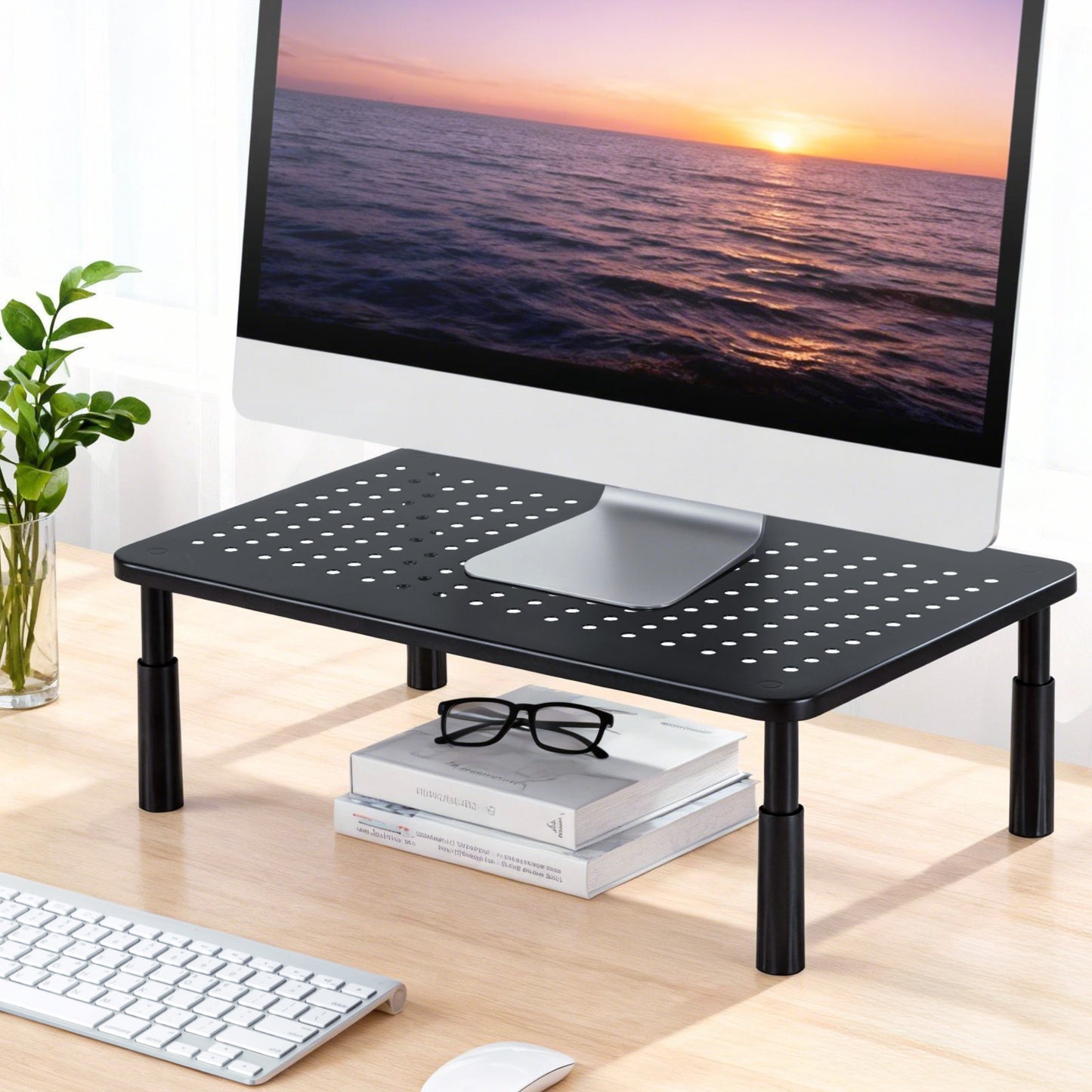 Artiss Monitor Stand Adjustable Riser For Computer Monitor And Laptop 3 Height Desk Organizer Black-6