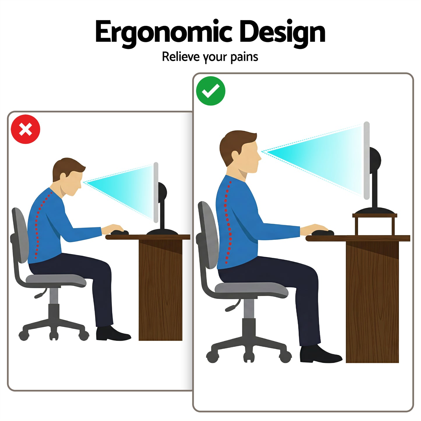 Artiss Dual Monitor Stand 100cm Riser Large Laptop Stand Desk Organiser Black-5