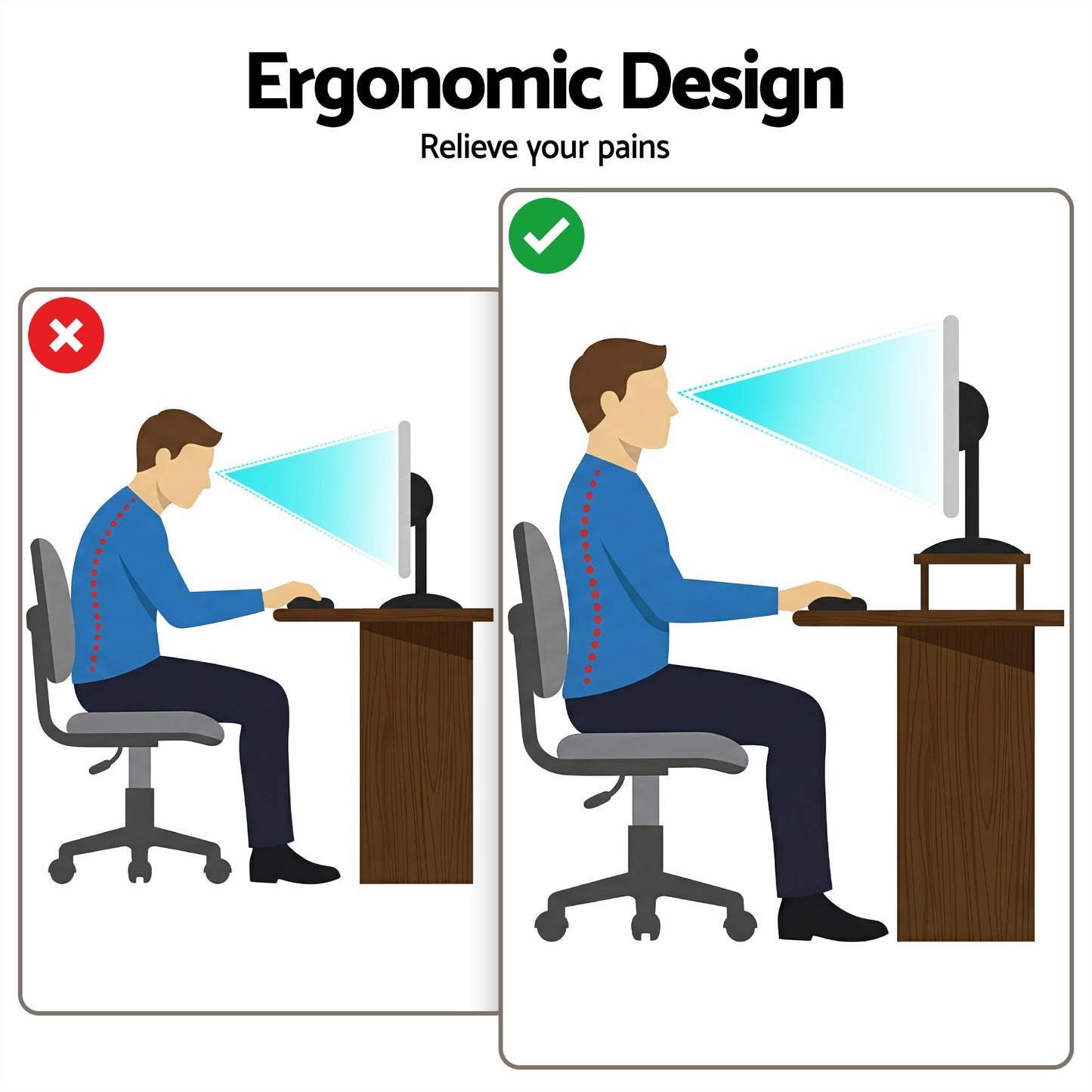Artiss RGB Monitor Stand with USB Hub Desk Organiser Charging Stand Computer Stand Black-5