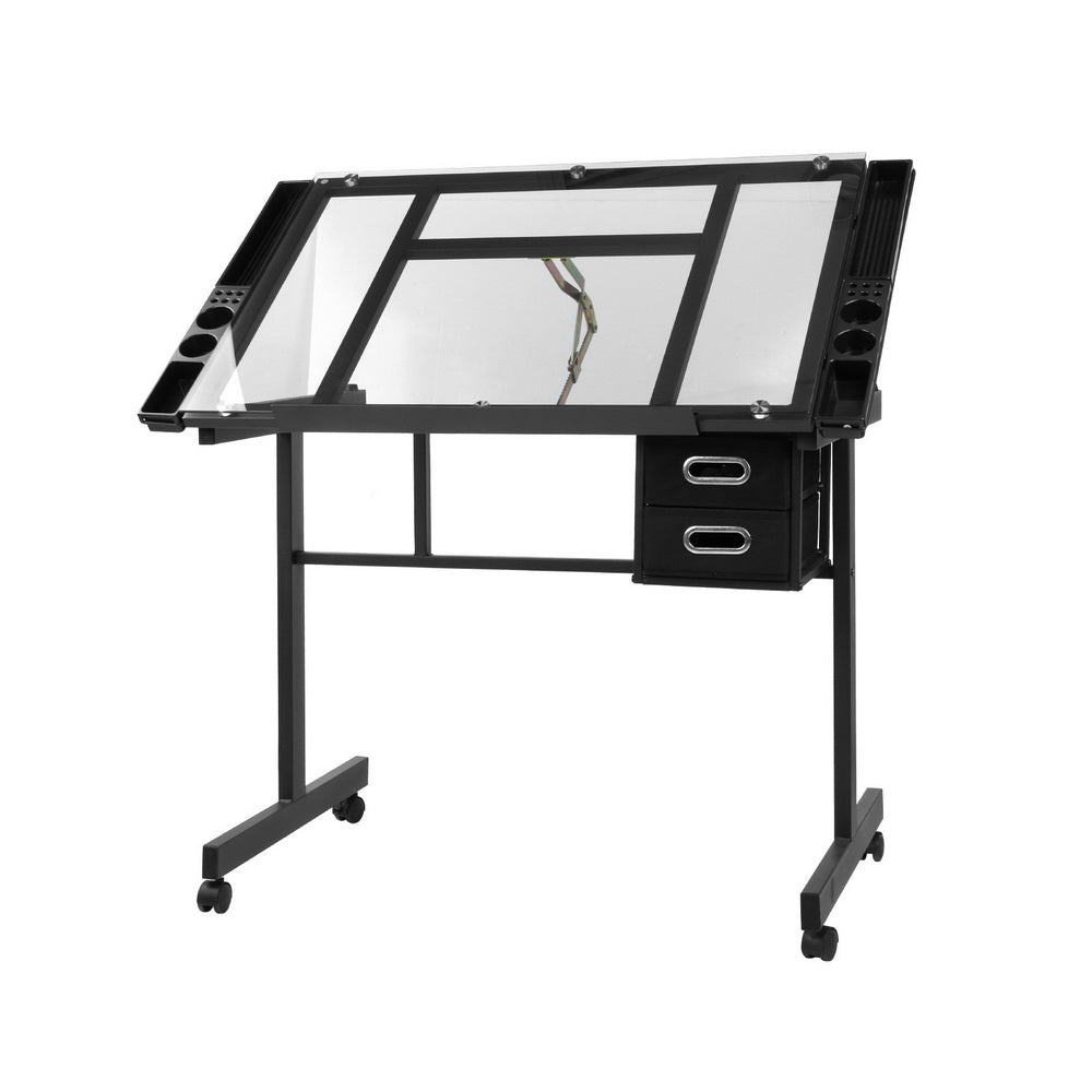 Artiss Drawing Desk Drafting Table Black-0