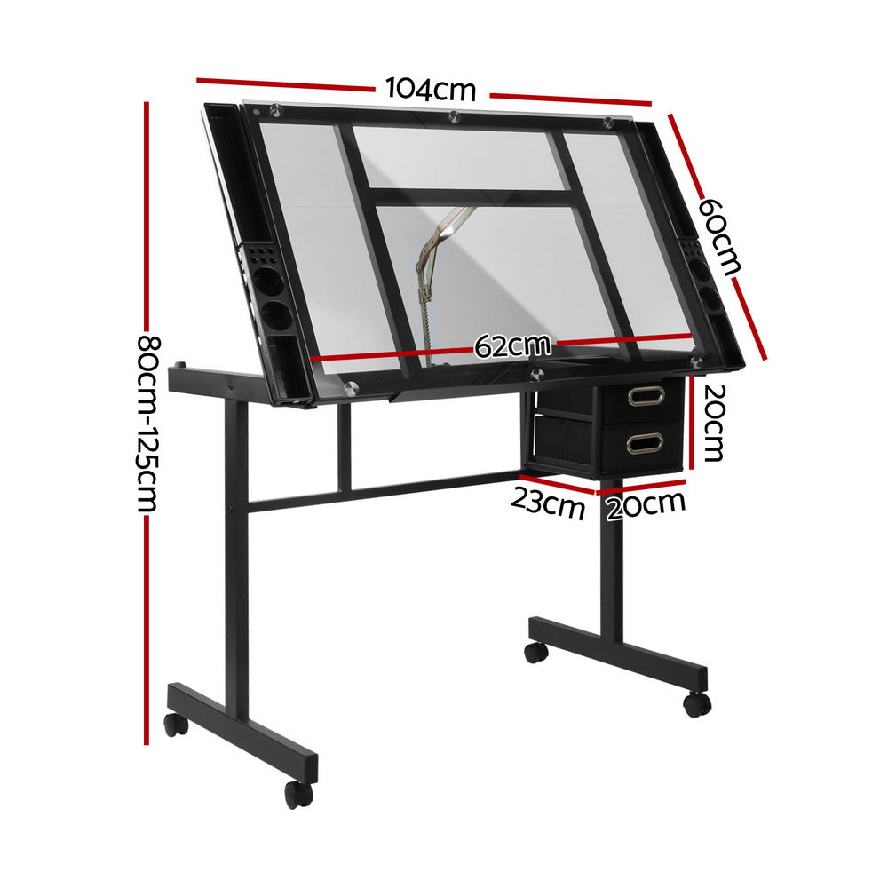 Artiss Drawing Desk Drafting Table Black-1