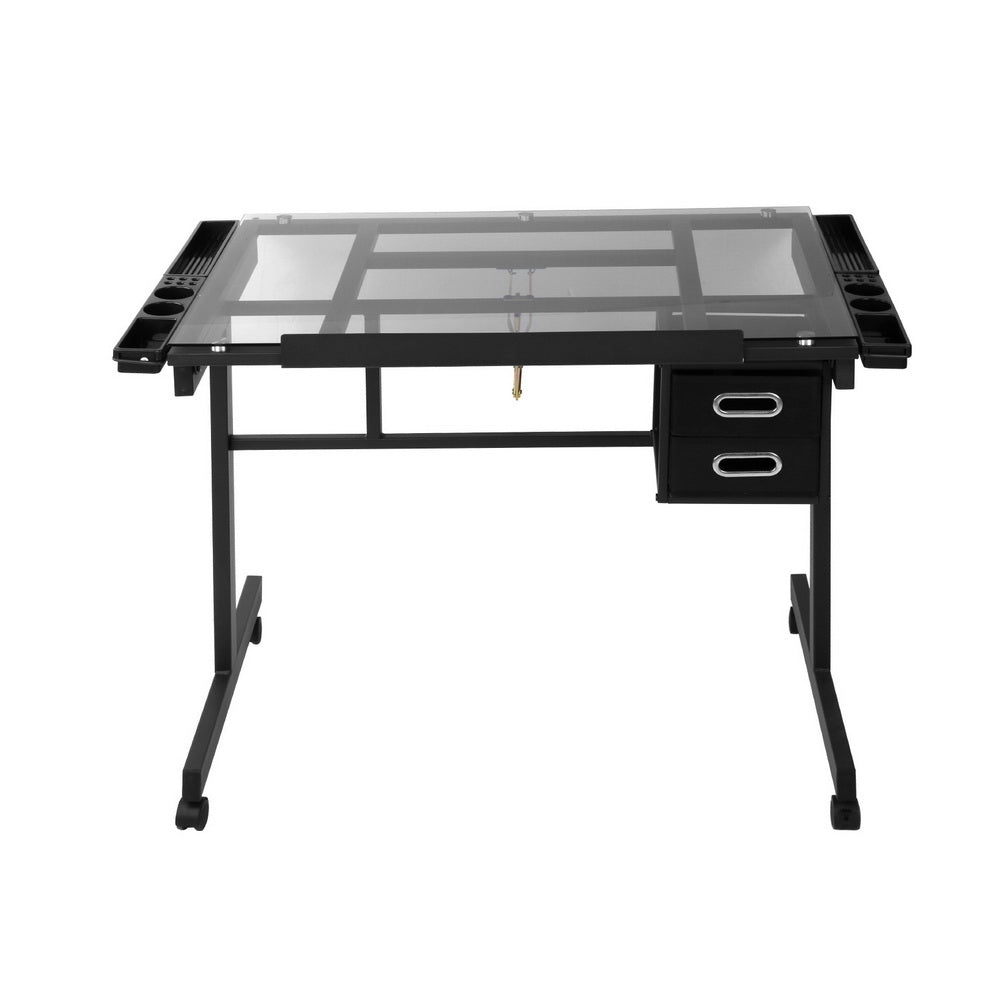 Artiss Drawing Desk Drafting Table Black-2