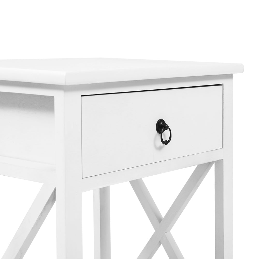 Artiss 2 X Bedside Table 1 Drawer with Shelf - EMMA White-3