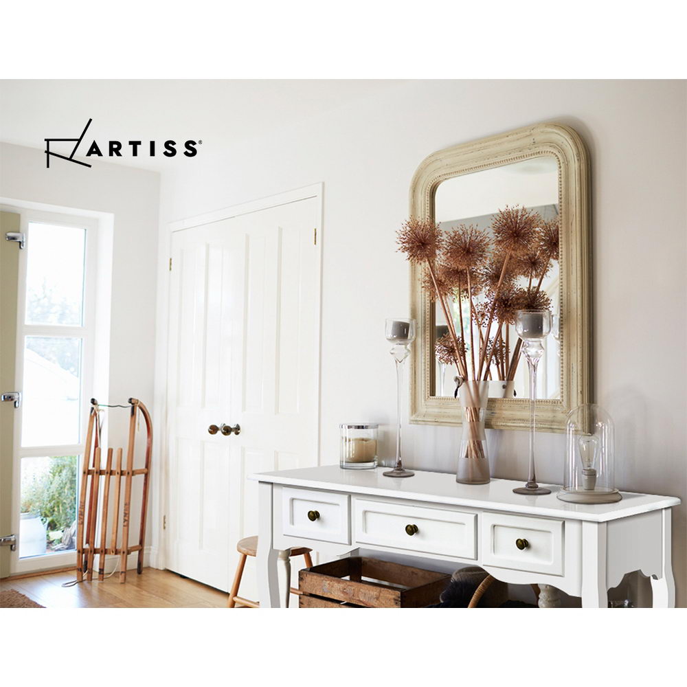 Artiss Console Table 3 Drawers White Hamptons-5