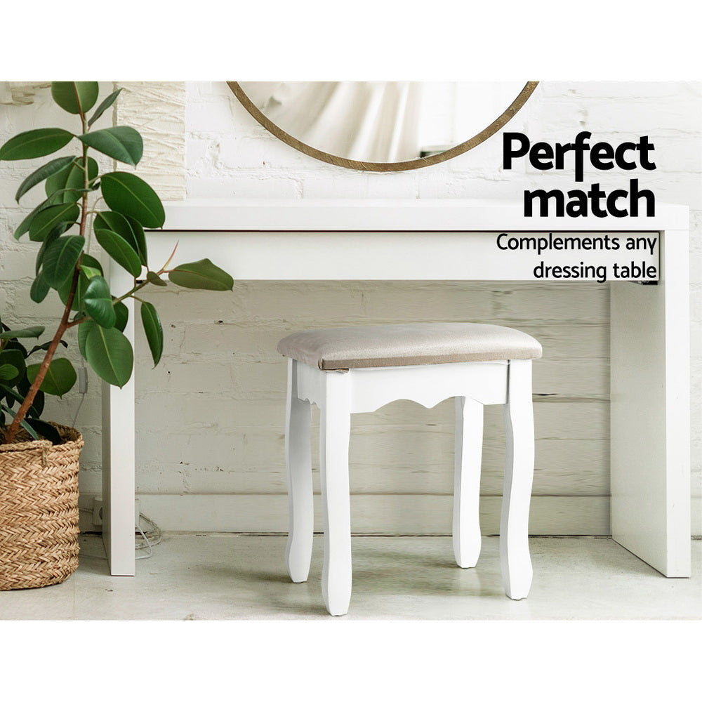 Artiss Dressing Table Stool Velvet Grey-3