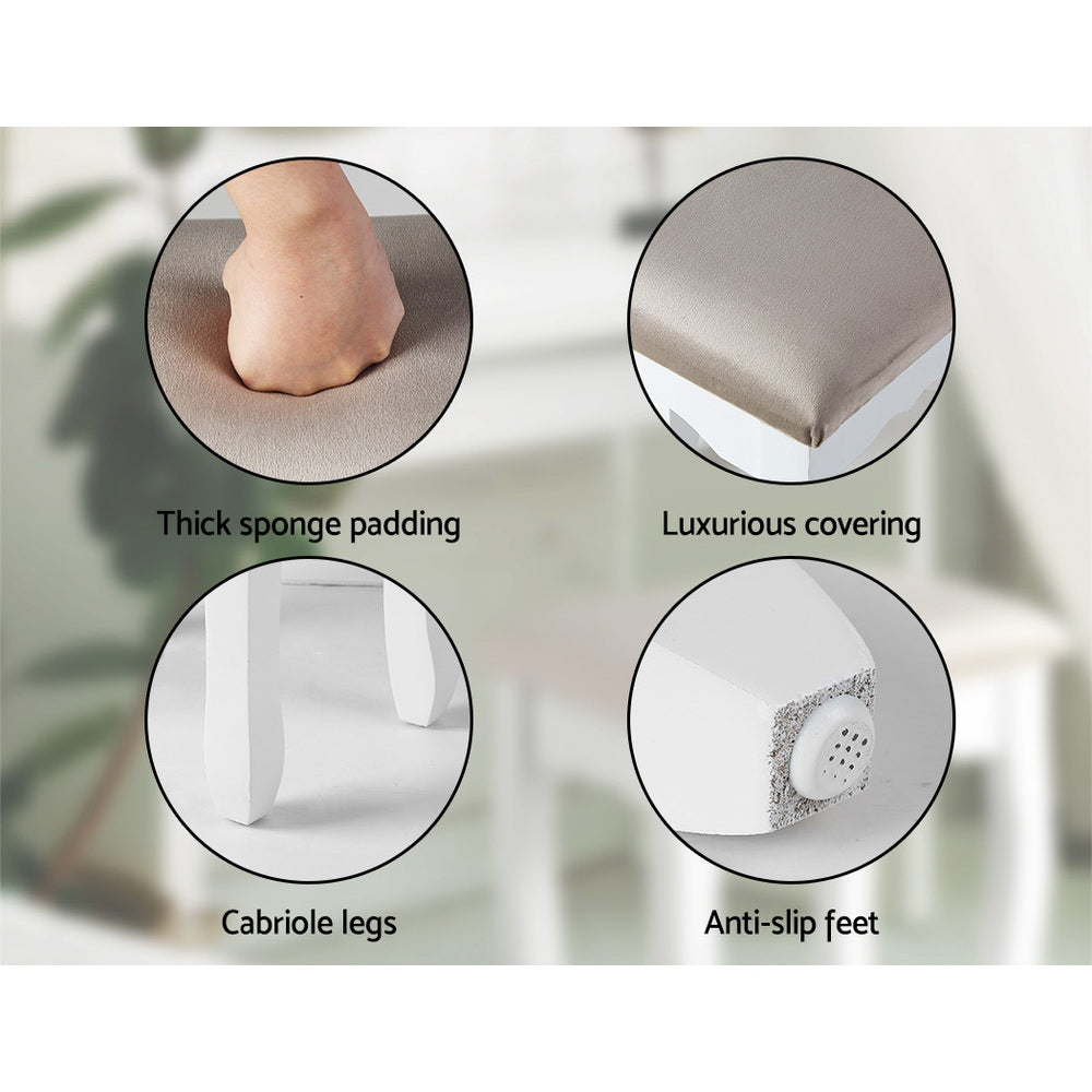 Artiss Dressing Table Stool Velvet Grey-5