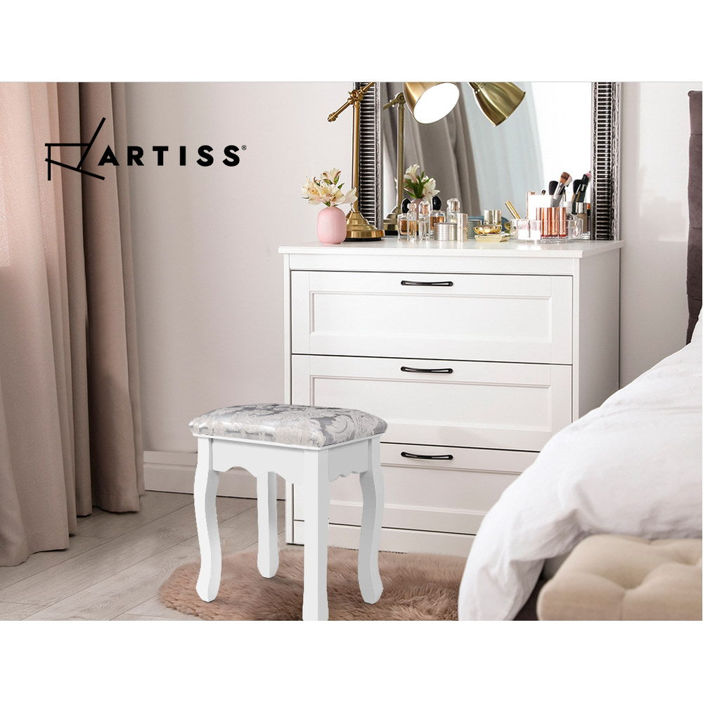 Artiss Dressing Table Stool Velvet White-5