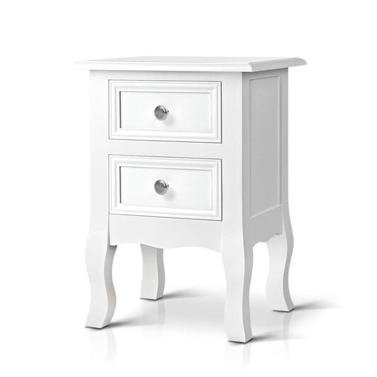 Artiss Bedside Table 2 Drawers - BISSET White-0