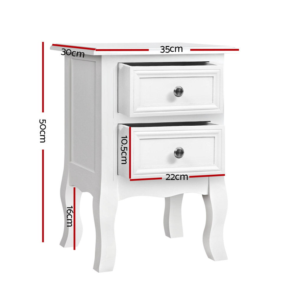 Artiss Bedside Table 2 Drawers - BISSET White-1