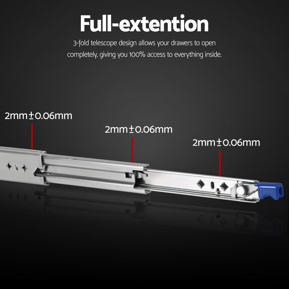 Giantz 2x Drawer Slides Heavy Duty Full Extension Locking 600-1200mm Length-4