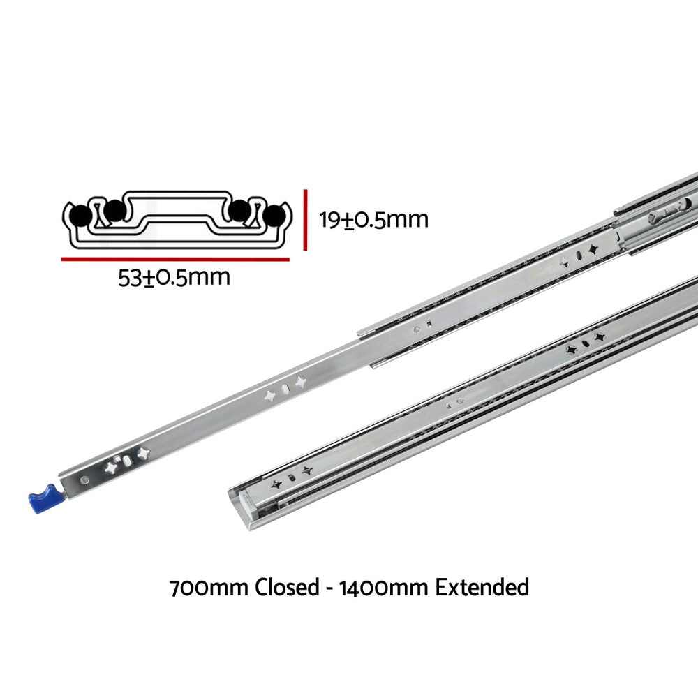 Giantz 2x Drawer Slides Heavy Duty Full Extension Locking 700-1400mm Length-1