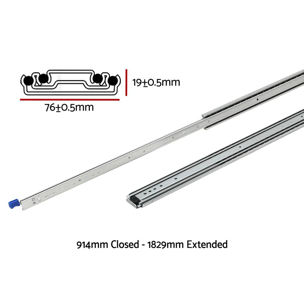 Giantz 2x Drawer Slides Full Extension Locking 227kg 914-1829mm Length-1