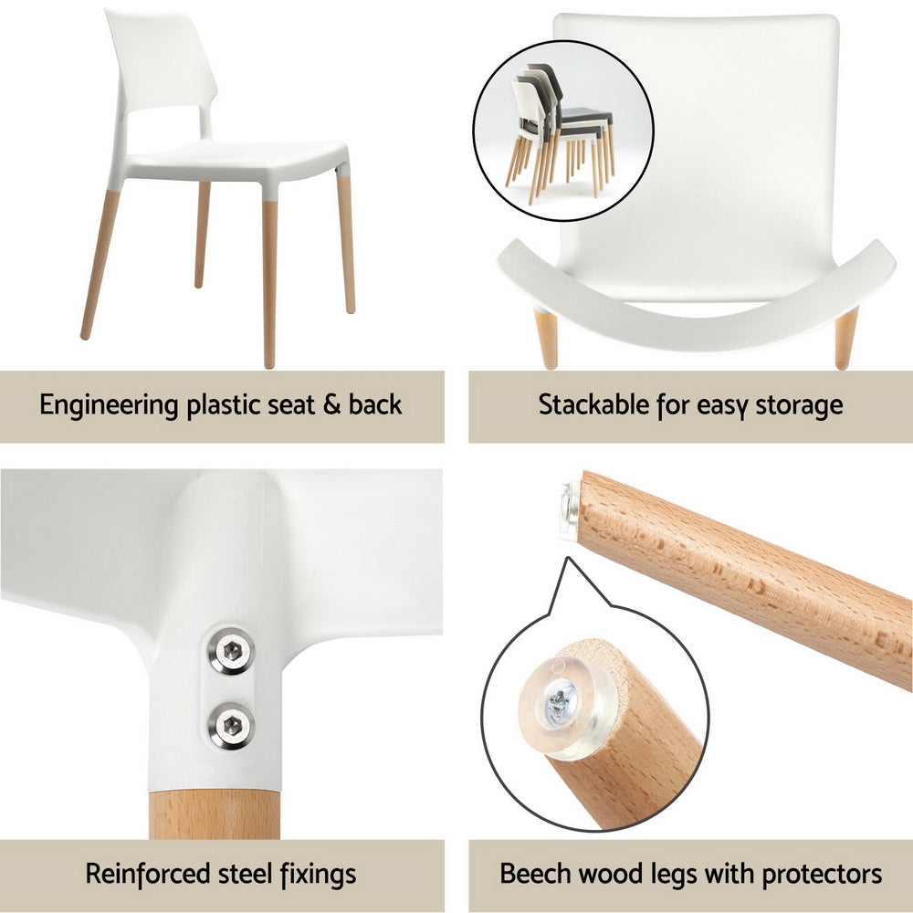 1 Artiss Dining Table and 4 Chairs Set White Wood-5