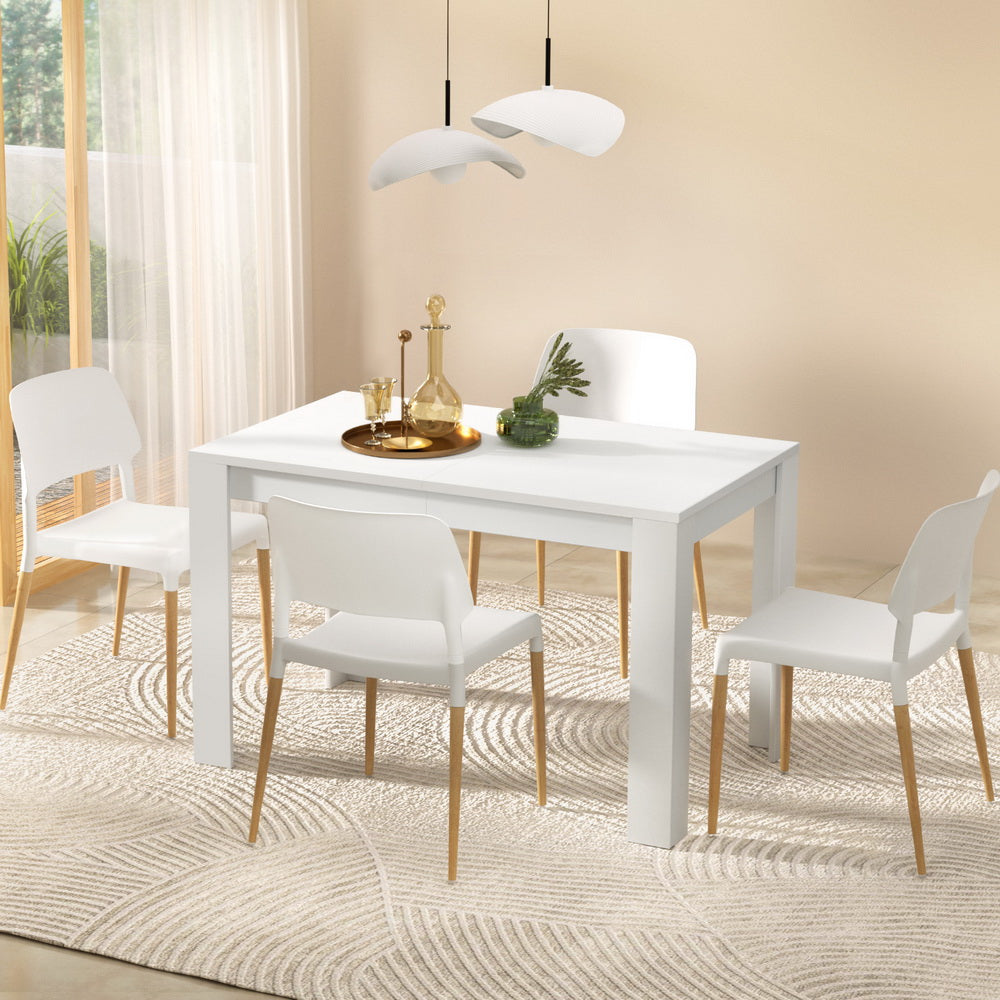 1 Artiss Dining Table and 4 Chairs Set White Wood-6