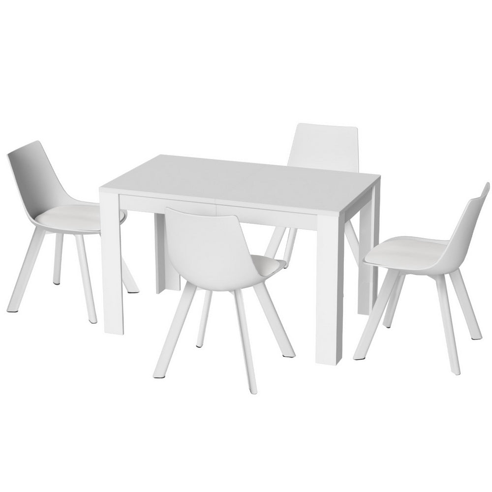1 Artiss Dining Table and 4 Chairs Set Rectangle White-0
