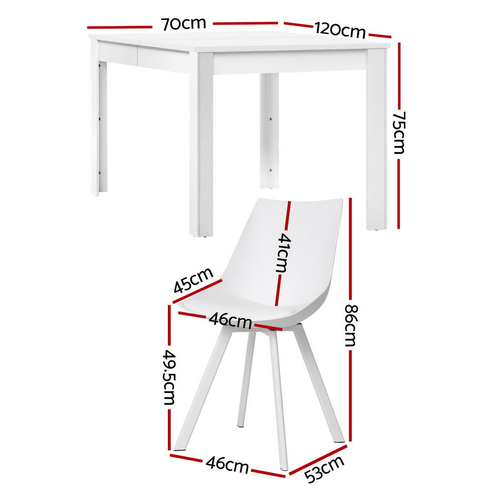 1 Artiss Dining Table and 4 Chairs Set Rectangle White-1