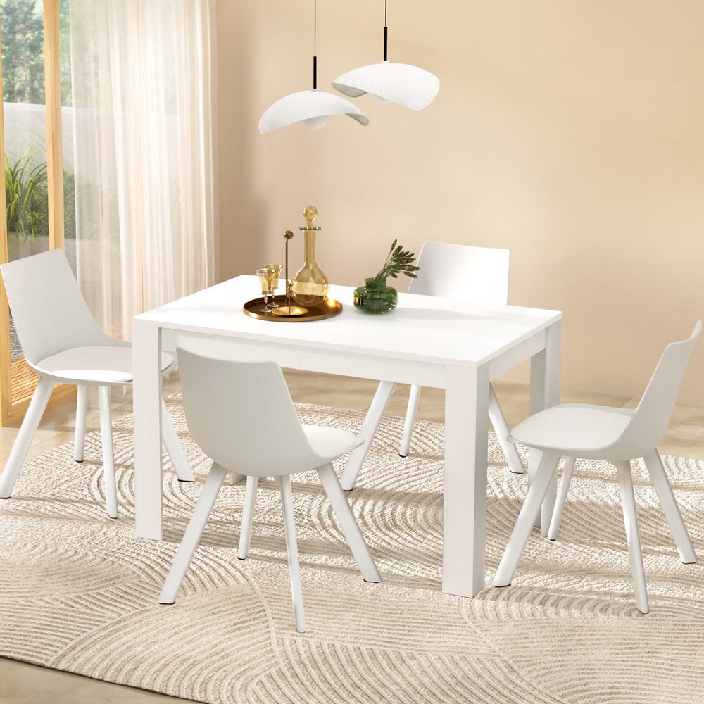 1 Artiss Dining Table and 4 Chairs Set Rectangle White-6