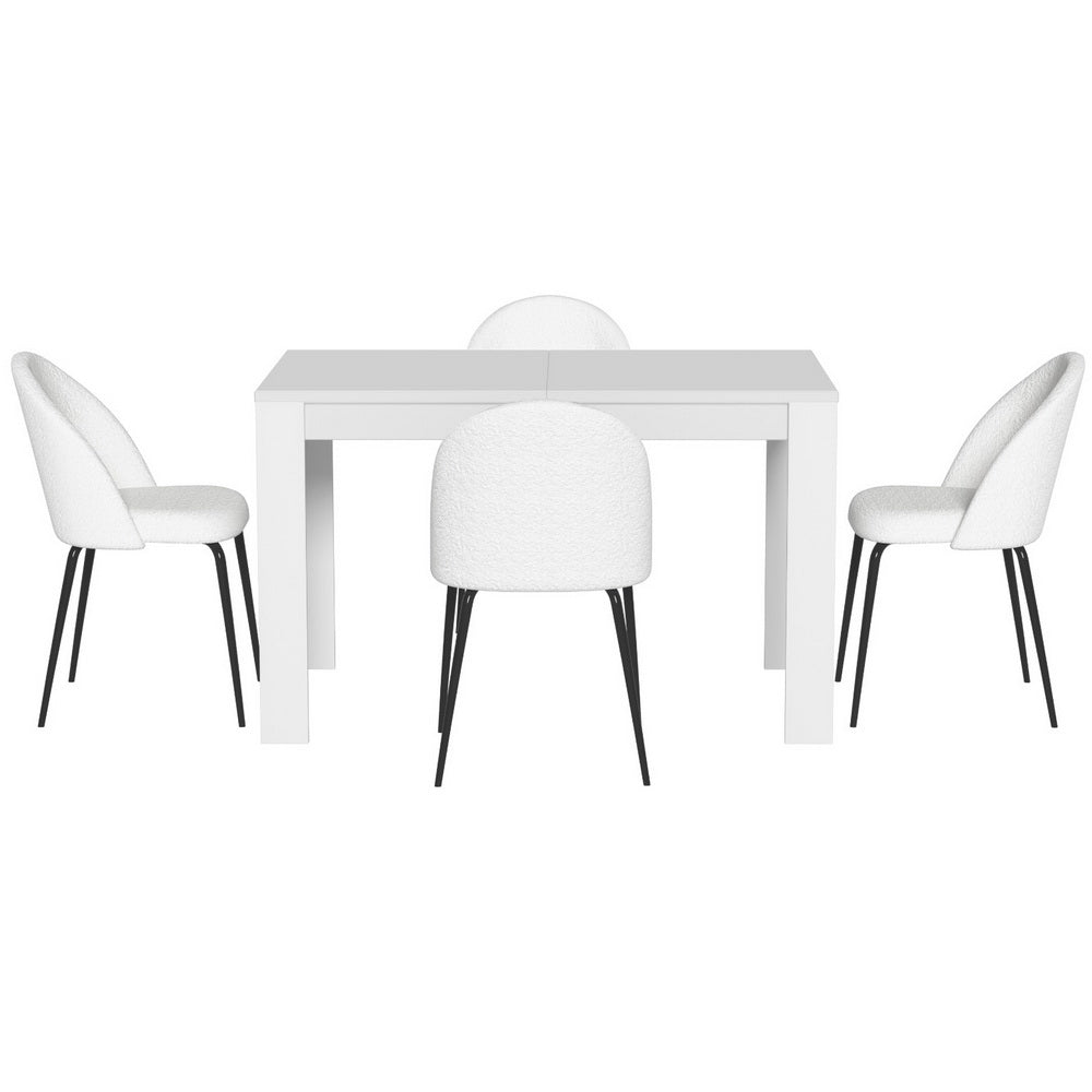 1 Artiss Dining Table and 4 Chairs Set White Sherpa-2