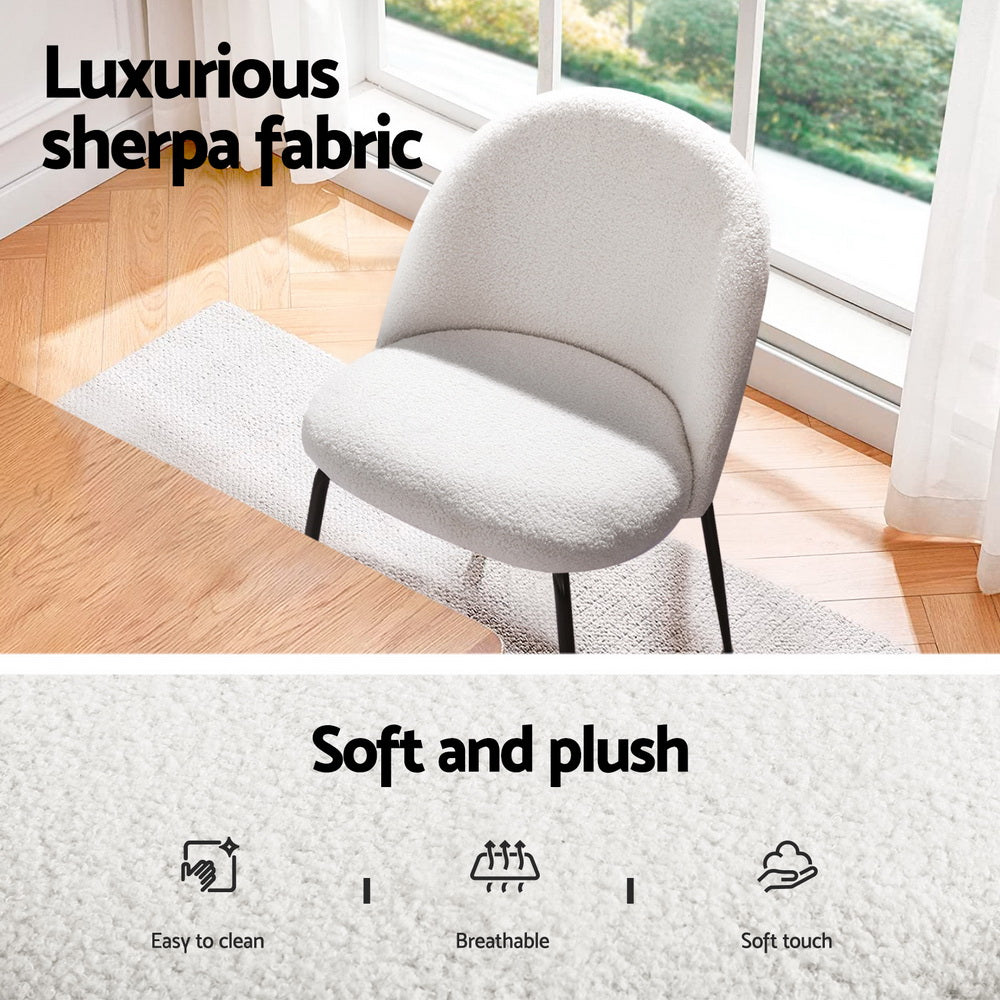 1 Artiss Dining Table and 4 Chairs Set White Sherpa-5