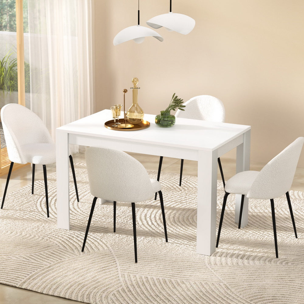 1 Artiss Dining Table and 4 Chairs Set White Sherpa-6