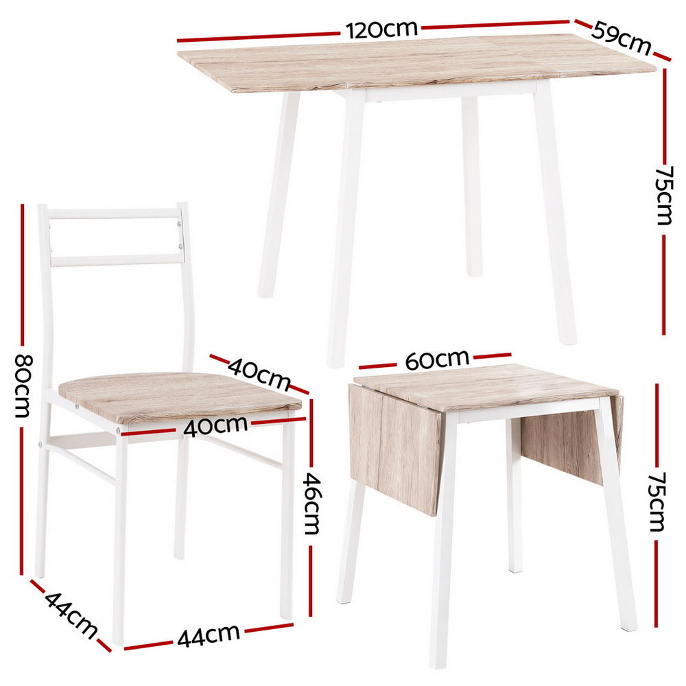 Artiss Dining Table and Chairs Set 5pcs Foldable Kitchen Furniture Natural White-1