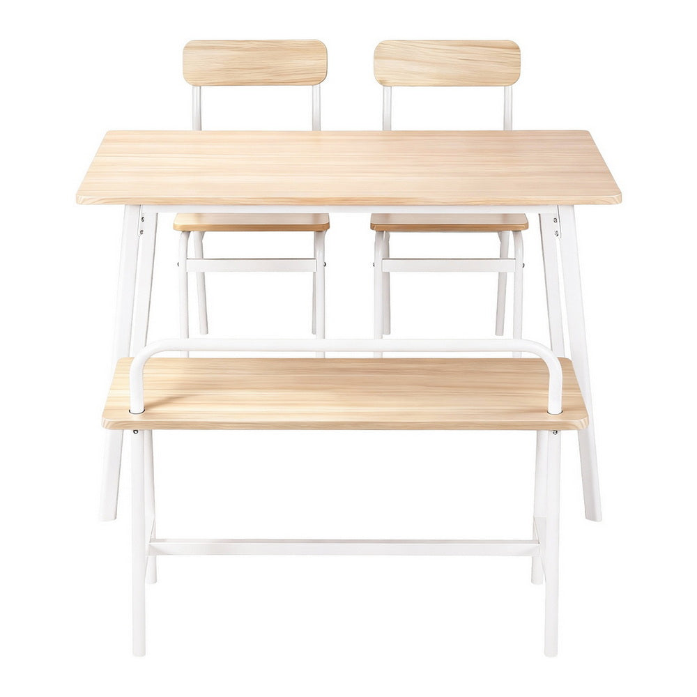 Artiss Dining Table and Chairs Set of 4 Bench Kitchen Furniture Natural and White-2