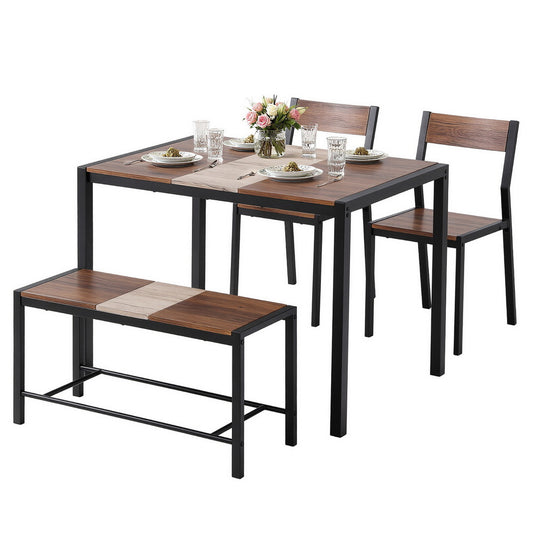 Artiss Dining Table and Chairs Set of 4 Bench Kitchen Furniture Rustic Brown-0