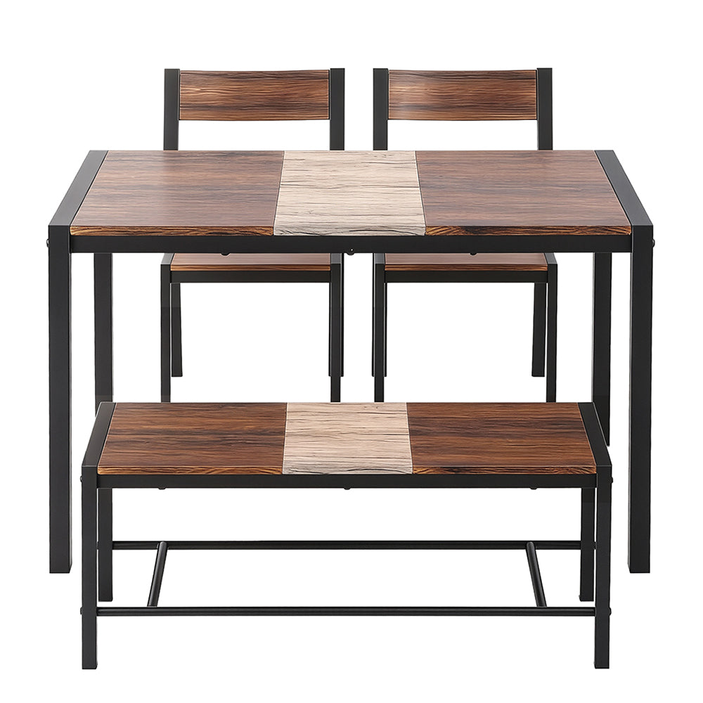 Artiss Dining Table and Chairs Set of 4 Bench Kitchen Furniture Rustic Brown-2