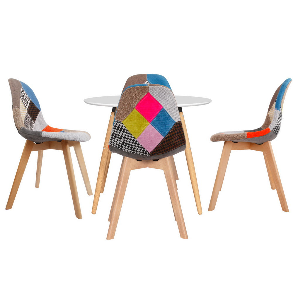 1 Artiss Dining Table and 4 Chairs Set DSW White-2