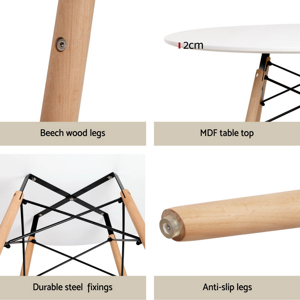 1 Artiss Dining Table and 2 Chairs Set DSW 90cm-4