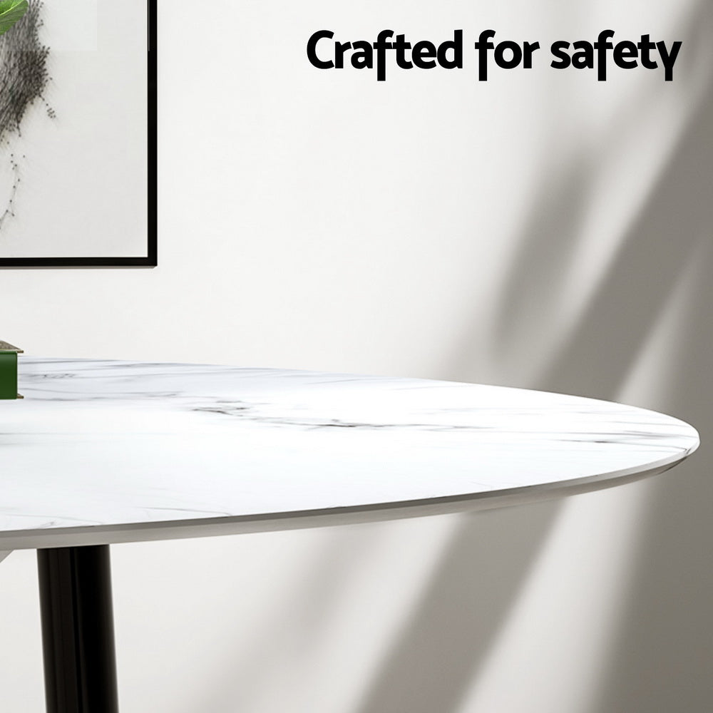 1 Artiss Dining Table and 4 Chairs Set Marble Black-3