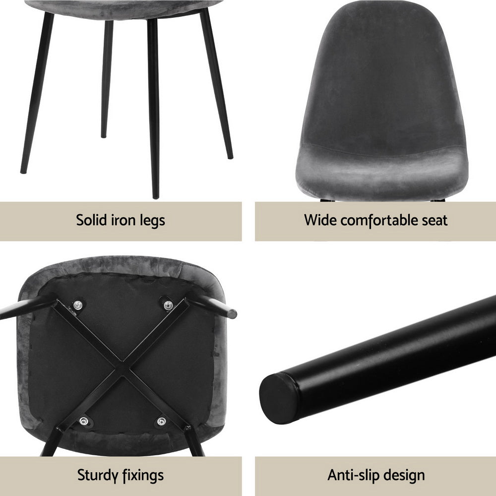 1 Artiss Dining Table and 4 Chairs Set Marble Grey-5