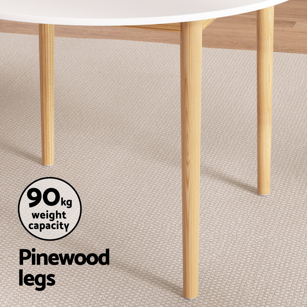 1 Artiss Dining Table and 4 Chairs Set White Wood-4