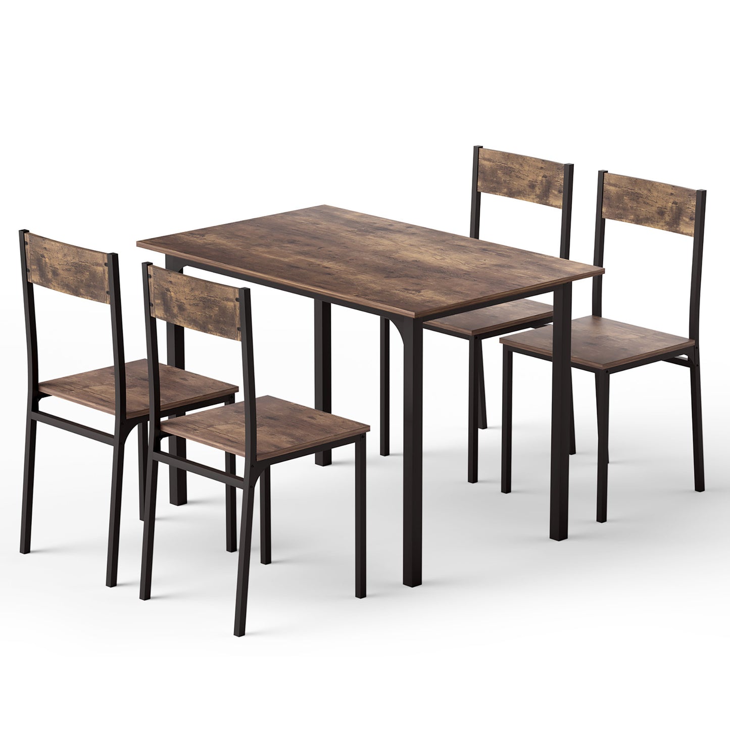 Artiss Dining Table and Chairs Set of 5 Compact Kitchen Furniture Rustic Brown-0