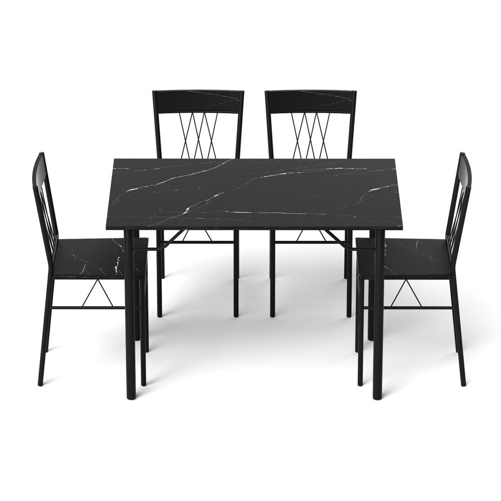 Artiss Dining Table and Chairs Set of 5 Compact Kitchen Furniture Marble Black-2