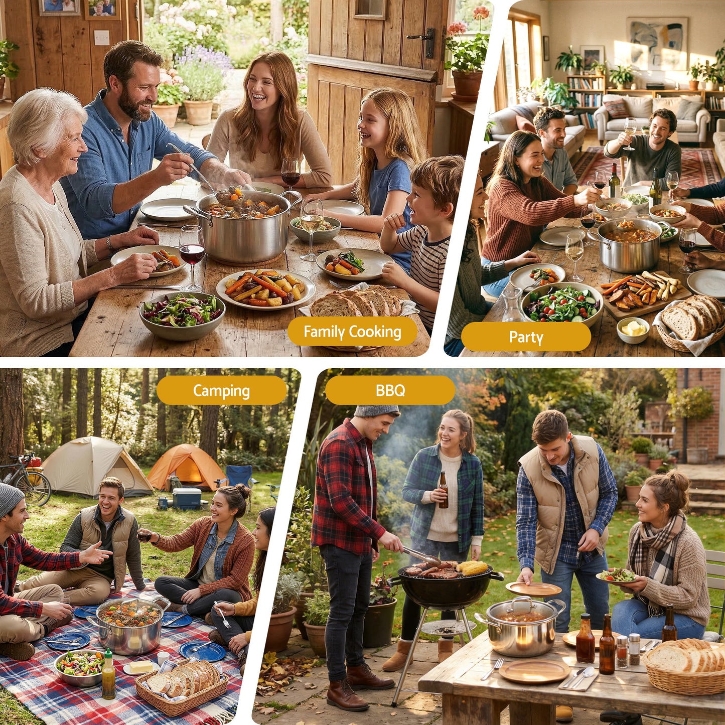 5-Star Chef 4.5L 24cm Stainless Steel Dutch Oven Pot with Lid and Stay-Cool Handle