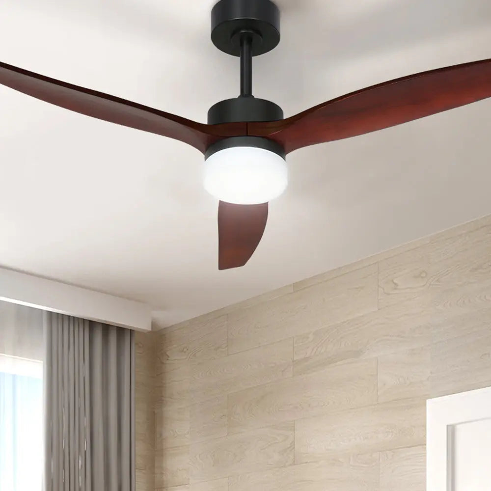 Devanti 52'' Ceiling Fan AC Motor 3 Blades w/Light - Dark Wood-4
